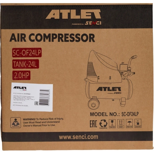Поршневой безмасляный компрессор ATLET (24 л, 8 бар, 185 л/мин) SC-OF24LP фото 9