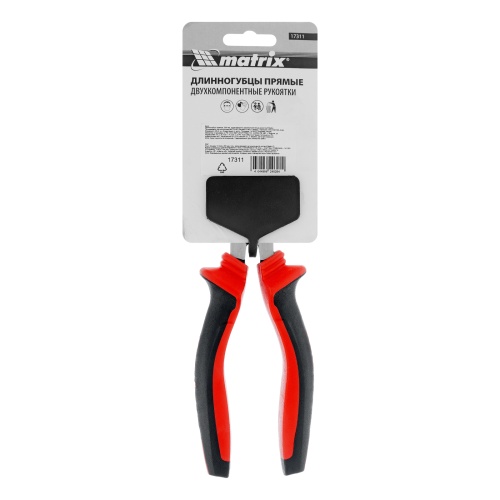 Длинногубцы прямые, 200 мм, хром-ванадий, двухкомпонентные рукоятки Matrix фото 7