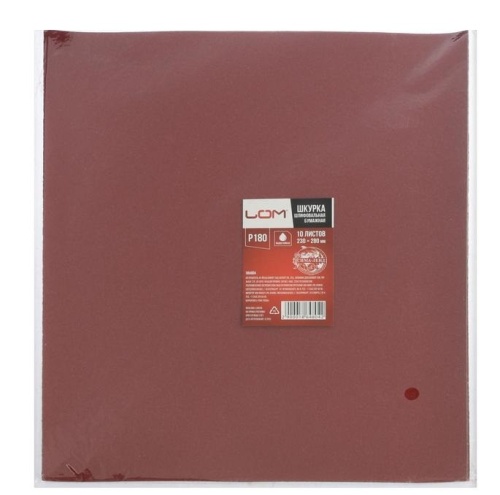 Шкурка шлифовальная LOM 1864804 Р180 230х280 мм 10 шт фото 3