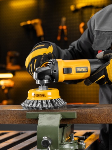 Щетка для УШМ, 125 мм, "Чашка", крученая нержавеющая проволока 0.5 мм, М14 Denzel фото 8