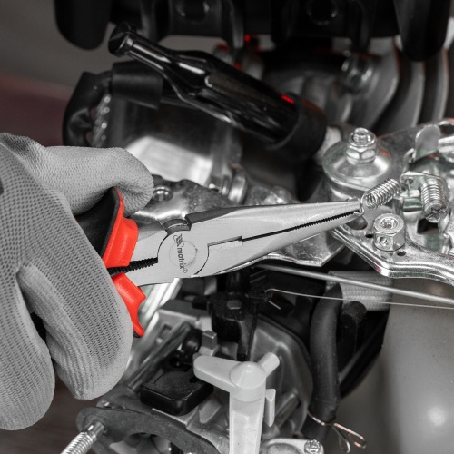 Длинногубцы прямые Nickel, 160 мм, никелированные, двухкомпонентные рукоятки Matrix фото 11