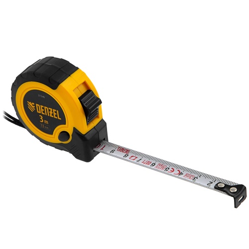 Рулетка 3м х 13мм, двухкомп. корпус, кнопка-пауза Denzel фото 4