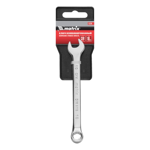 Ключ комбинированный, 10 мм, CrV, полированный хром Matrix фото 5