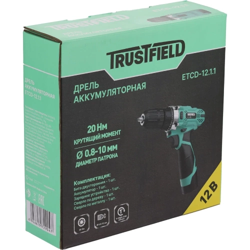 Дрель аккумуляторная TRUSTFIELD 12В, 20Нм, БЗП 10мм, 2 ск., 0-350/0-1350об/мин, 2 акб 1.5Ач,ЗУ ETCD-12.2.1 фото 6 Дрель аккумуляторная TRUSTFIELD 12В, 20Нм, БЗП 10мм, 2 ск., 0-350/0-1350об/мин, 2 акб 1.5Ач,ЗУ ETCD-12.2.1 фото 6
