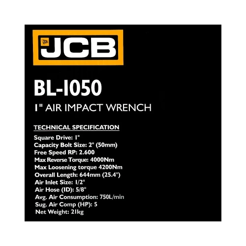 Пневмогайковерт JCB с длинным валом 1" JCB-BL-1050(58326) фото 8 Пневмогайковерт JCB с длинным валом 1" JCB-BL-1050(58326) фото 8