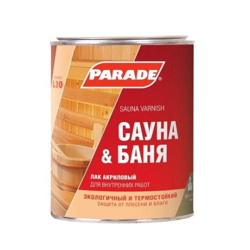 Лак акриловый Parade Classic L30 Сауна & Баня полуматовый 0,9 л