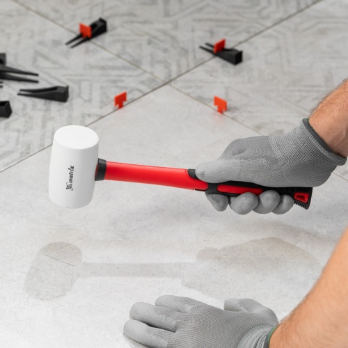 Киянка резиновая, 225 г, белая резина, фибергласовая рукоятка Matrix фото 7