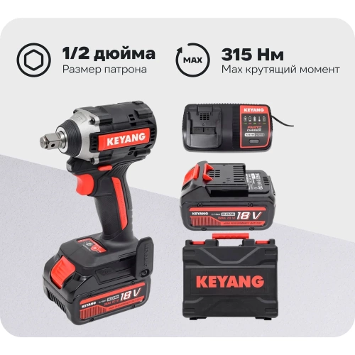 Бесщеточный аккумуляторный ударный гайковерт KEYANG IW20BLH-315 set
