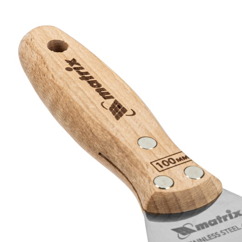 Шпательная лопатка из нержавеющей стали, 100 мм, буковая рукоятка, EFP Matrix фото 6