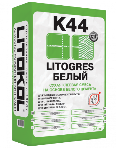 Клей для плитки Litokol Litogres K44 25 кг белый