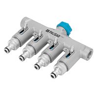 Разветвитель четырехканальный, с внутренней резьбой 3/4", алюминий, LUXE Palisad