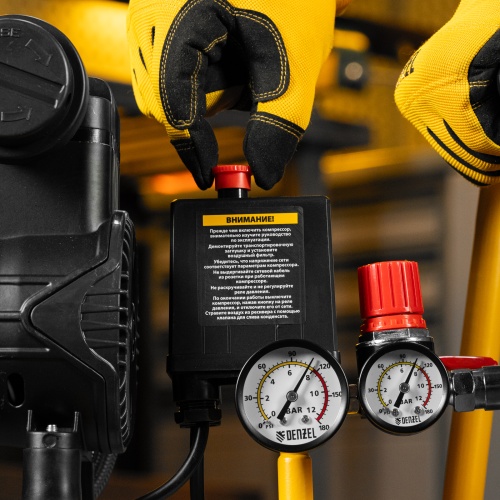 Компрессор безмасл. малошумный DLP-950/24, 950Вт,24 л, 2850 об/мин, 170 л/мин Denzel фото 22