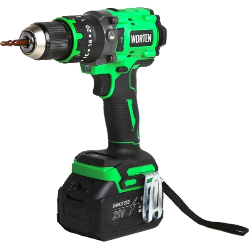 Аккумуляторная ударная бесщеточная дрель-шуруповерт в кейсе WORTEN 150 Нм, 2х4.0Ач, 21В КА-90000703 фото 4 Аккумуляторная ударная бесщеточная дрель-шуруповерт в кейсе WORTEN 150 Нм, 2х4.0Ач, 21В КА-90000703 фото 4