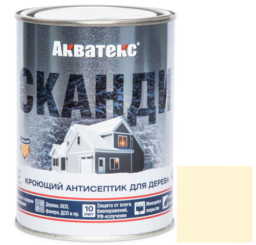 Антисептик акриловый кроющий для дерева Акватекс Сканди полуматовый Топленое молоко 0,75 л