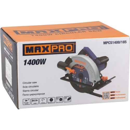 Пила циркулярная MAX-PRO 1400 Вт, 185/20 мм, 4700 об/мин, 4,3 кг, коробка 85190 фото 4