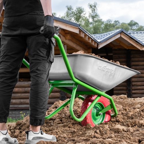 Тачка садово-строительная с PU колесом, грузоподъемность 180 кг, объем 90 л Сибртех фото 15