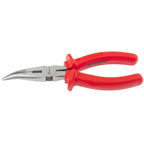 Длинногубцы изогнутые Econom, 160 мм, шлифованные, пластмассовые рукоятки Matrix фото 2