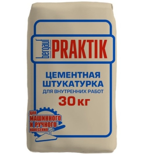 Штукатурка цементная Bergauf Praktik для внутренних работ 30 кг