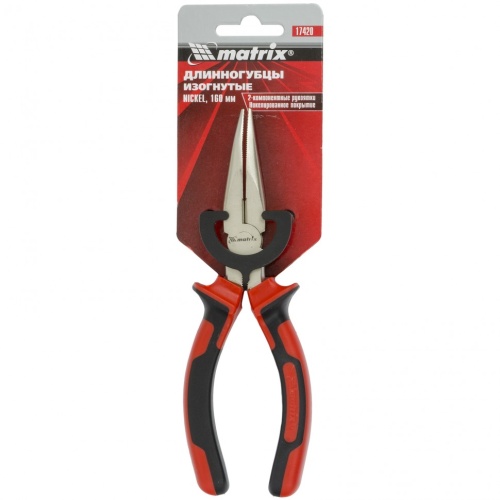 Длинногубцы изогнутые Nickel, 160 мм, никелированные, двухкомпонентные рукоятки Matrix фото 4 Длинногубцы изогнутые Nickel, 160 мм, никелированные, двухкомпонентные рукоятки Matrix фото 4