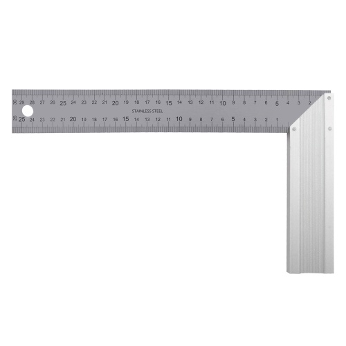 Угольник стальной 300 мм, нержавеющая сталь, градуировка, алюминиевое основание Denzel фото 2