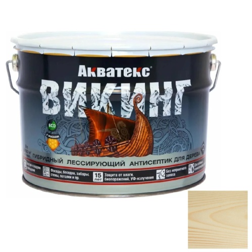 Антисептик для дерева гибридный Акватекс Викинг лессирующий полуматовый бесцветный 9 л