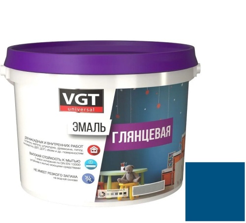 Эмаль универсальная VGT глянцевая Ral 5010 васильковая 10 кг