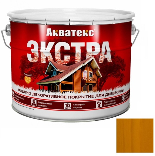 Покрытие алкидное защитно-декоративное для древесины Акватекс Экстра полуглянцевое Дуб 9 л