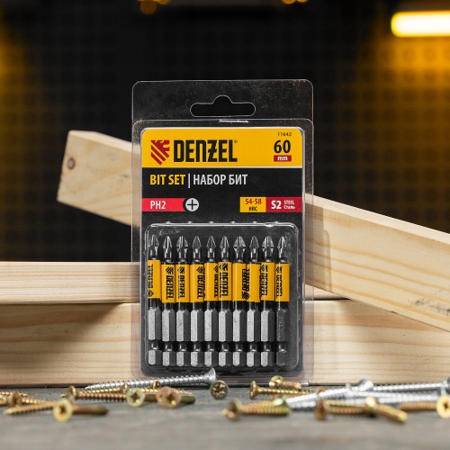 Бита PH2х60, сталь S2, цилиндр., 10 шт. Е 6,3 Denzel фото 6 Бита PH2х60, сталь S2, цилиндр., 10 шт. Е 6,3 Denzel фото 6