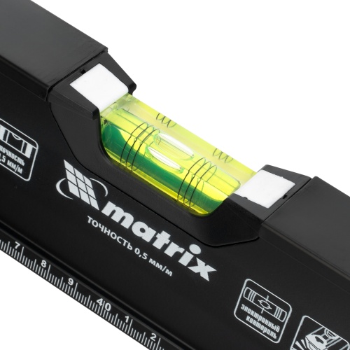 Уровень алюминиевый, усиленный, фрезерованный, 3 глазка, двухкомпонентные рукоятки, 800 мм Matrix фото 7