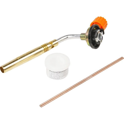 Горелка газовая Airline на цанговый баллон, ручной поджиг, сопло D12x108мм с набором для пайки, припой,флюс ADGT003 фото 4 Горелка газовая Airline на цанговый баллон, ручной поджиг, сопло D12x108мм с набором для пайки, припой,флюс ADGT003 фото 4