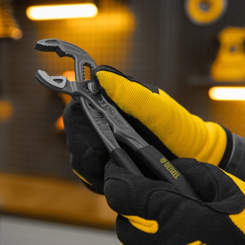 Клещи переставные, кнопочный механизм, обливные рукоятки, 180 мм Denzel фото 10