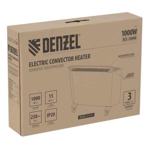 Конвектор электрический XCE-1000 B, 230 В, 1000 Вт, X-образный нагреватель Denzel фото 7