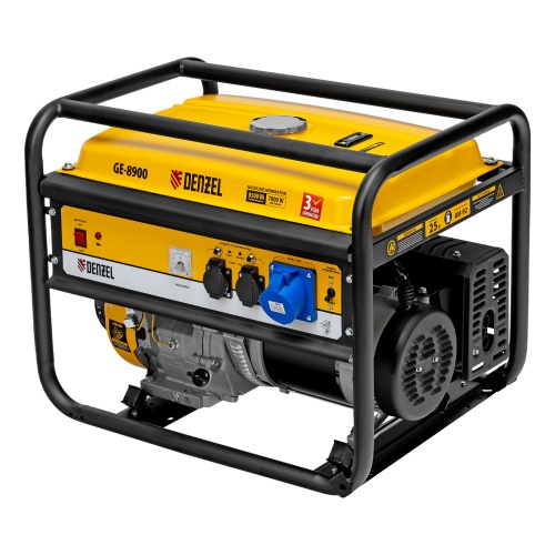 Генератор бензиновый GE 8900, 8.5 кВт, 220 В/50 Гц, 25 л, ручной старт Denzel фото 2 Генератор бензиновый GE 8900, 8.5 кВт, 220 В/50 Гц, 25 л, ручной старт Denzel фото 2