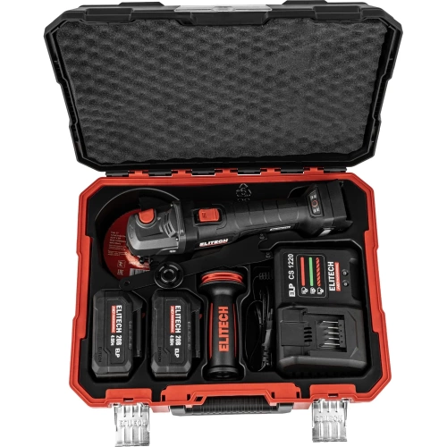 Шлифмашина угловая аккумуляторная Elitech CAG 2012BL (125мм,20В,2х4Ач,BL) HD 210316 фото 10 Шлифмашина угловая аккумуляторная Elitech CAG 2012BL (125мм,20В,2х4Ач,BL) HD 210316 фото 10