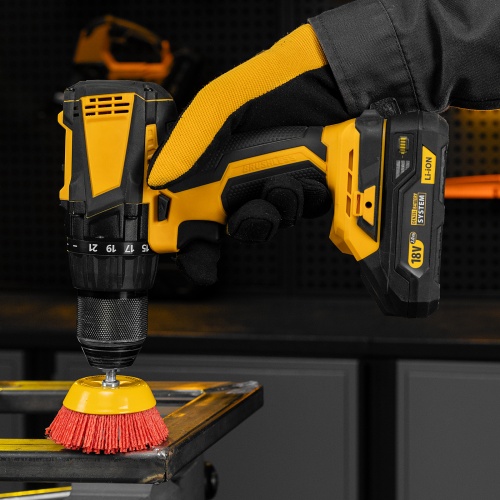 Щетка для дрели, 75 мм, Чашка, со шпилькой, нейлоновая щетина Denzel фото 8