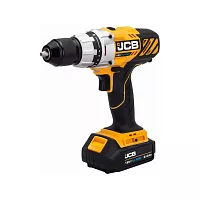 Дрель-шуруповерт JCB аккумуляторная (-18DD-B-E) 18V, max 45Nm в комплекте с зарядным устройством (-18VFC-E) 2.4A и батареей аккум(-20LI-E) 2.0AH JCB-18DD-2X-E(57237)