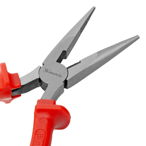 Длинногубцы прямые Econom, 200 мм, шлифованные, пластмассовые рукоятки Matrix фото 5