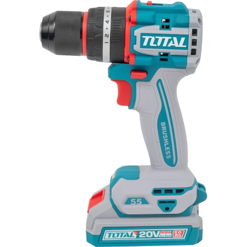 Компактная Бесщеточная Аккумуляторная Ударная Дрель 20V TOTAL TIDLI20558 фото 5 Компактная Бесщеточная Аккумуляторная Ударная Дрель 20V TOTAL TIDLI20558 фото 5