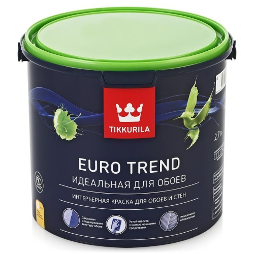 Краска для обоев и стен Tikkurila Euro Trend основа А 2,7 л Краска для обоев и стен Tikkurila Euro Trend основа А 2,7 л