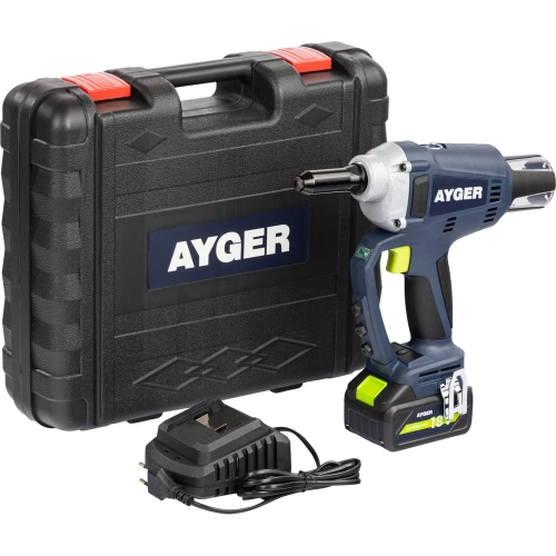 Заклёпочник аккумуляторный AYGER с одним аккумулятором 4Ah AP100 фото 4 Заклёпочник аккумуляторный AYGER с одним аккумулятором 4Ah AP100 фото 4