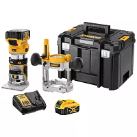 Аккумуляторный вертикальный фрезер DEWALT DCW604P2, 18 В, 25500 об/мин, 55 мм, с 2 АКБ 5 Ач и ЗУ, в кейсе TSTAK () DCW604P2-QW