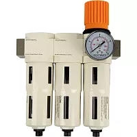 Блок подготовки воздуха WIEDERKRAFT 1/2, 16 бар трехступенчатый с влагоотделителем 25-5-0.3 мкм, автоматический сброс WDK-70740FA