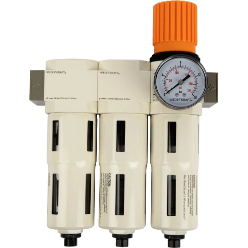 Блок подготовки воздуха WIEDERKRAFT 1/2, 16 бар трехступенчатый с влагоотделителем 25-5-0.3 мкм, автоматический сброс WDK-70740FA Блок подготовки воздуха WIEDERKRAFT 1/2, 16 бар трехступенчатый с влагоотделителем 25-5-0.3 мкм, автоматический сброс WDK-70740FA