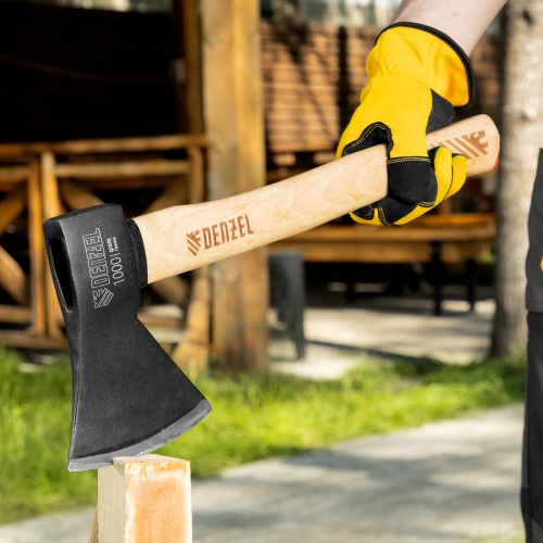 Топор, 1000 г, кованый, буковое топорище Denzel фото 8