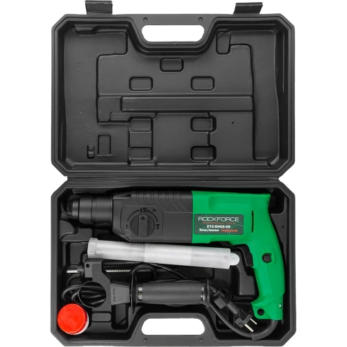 Электрический перфоратор Rockforce сверла 5,7,8x140 мм; зубило плоское 20x220 мм, пика; уголь-е щетки; 220V; 50/60 Гц; 800W; 0-1300 об/мин; 2.8 Дж, maxØ сверл.-24 мм) в кейсе RF-Z1C-DH02-26(57265) фото 8