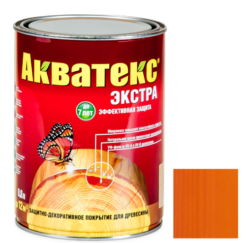 Покрытие алкидное защитно-декоративное для древесины Акватекс Экстра полуглянцевое Орегон 0,8 л
