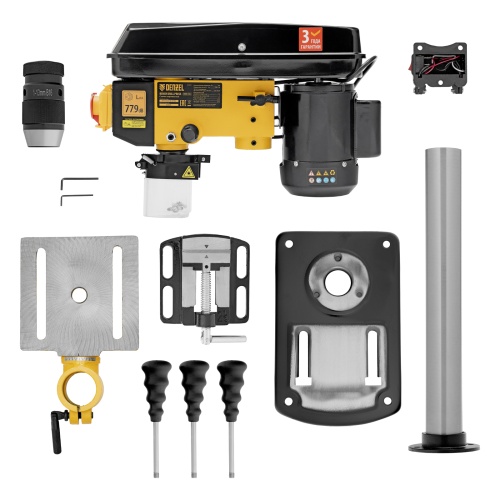 Станок сверлильный DDM-350L, 350 Вт, 13 мм, 5 ск., лазер, настольный Denzel фото 2
