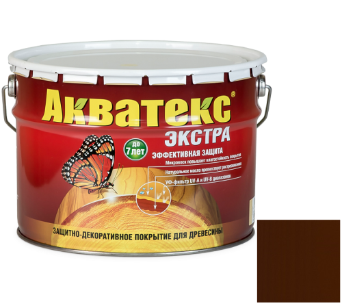 Покрытие алкидное защитно-декоративное для древесины Акватекс Экстра полуглянцевое Каштан 3 л