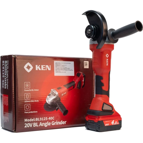 Машина отрезная дисковая KEN BL9125-40C (20V/4.0Ah) 125мм 8500об./мин 115.414.9404 Машина отрезная дисковая KEN BL9125-40C (20V/4.0Ah) 125мм 8500об./мин 115.414.9404