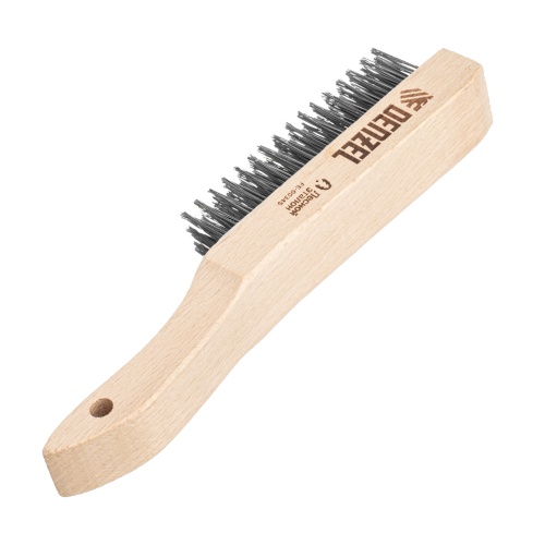 Щетка зачистная 6-и рядная, прямая проволока из нержавеющей стали с деревянной ручкой, EFP// Denzel фото 2